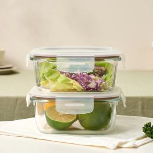 전자레인지용 내열유리 정사각 밀폐용기 2P세트 800ml