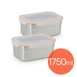 올품락 포스코 STS304 스텐밀폐용기 6호 1750ml x 2개 오렌지