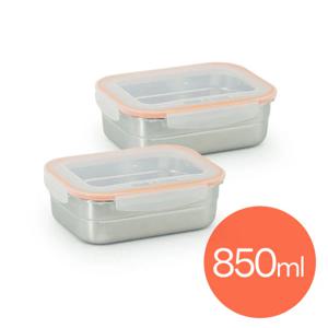 올품락 포스코 STS304 스텐밀폐용기 3호 850ml x 2개 오렌지