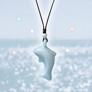 블루 돌고래 피리 목걸이 세라믹 끈 조절 호루라기