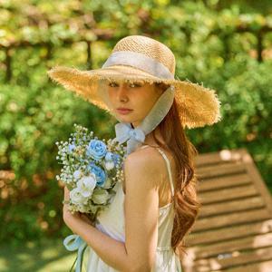 라피아 와이드햇 자외선차단 휴양지 바캉스 여름 모자