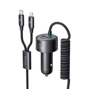 120W 4in1 케이블 일체형 차량용 2포트 고속충전기 CC037