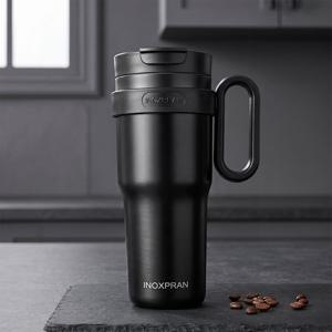 대용량 블랙 타이탄 텀블러 보온 보냉 차량용 휴대용 빨대 손잡이텀블러 1160ml