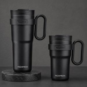 대용량 블랙 타이탄 텀블러 2종세트(800ml+1160ml) 보온 보냉 차량용 손잡이텀블러