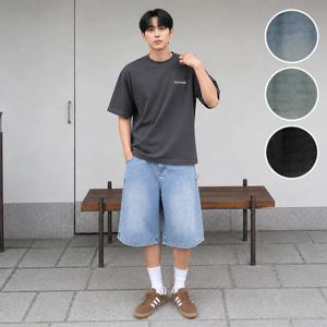 남자 오버핏 워싱 데님 버뮤다 팬츠 반바지 3color