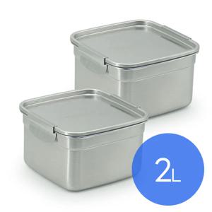 올품락 포스코 STS304 시그니처 올스텐 밀폐용기 정사각 2L x 2개