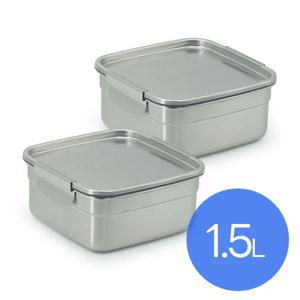 올품락 포스코 STS304 시그니처 올스텐 밀폐용기 정사각 1.5L x 2개