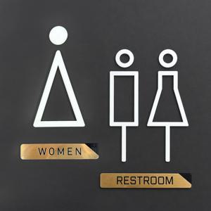화장실 픽토그램 남자 여자 안내판 표지판 무광 입체 아크릴+로마크 메탈 문구 세트