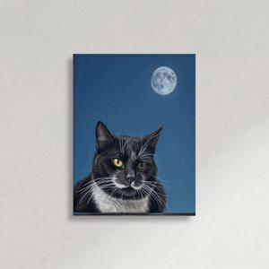 기분 좋아지는 고양이그림 힐링 인테리어 드로잉 보름달 캔버스액자 집사 집들이 선물
