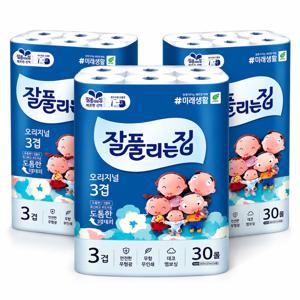쟈스민향 오리지널 3겹 27M 30롤 x3팩