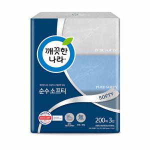 순수 소프티 미용티슈 각티슈 200매 3입