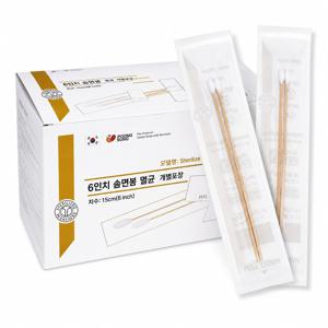 6인치 솜면봉 멸균 2개입 개별포장 100팩