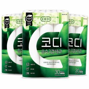 순수 도톰 3겹데코 30M 30롤 x3팩 무향무잉크