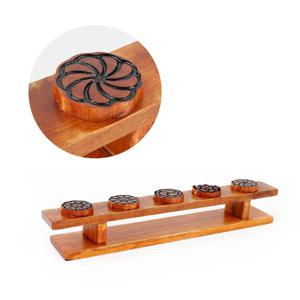 통원목 옻칠 5구 떡틀 ( 전통체험 떡틀 다식판 추석 명절 떡만들기 문양도장 베이킹도구 )
