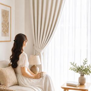 맞춤 국산 어반 린넨 항균 생활암막커튼 (아이보리)