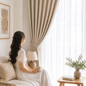 맞춤 국산 어반 린넨 항균 생활암막커튼 (오트밀 베이지)
