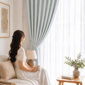 맞춤 국산 어반 린넨 항균 생활암막커튼 (미스틱 민트)