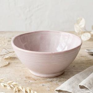 유광 파스텔 핑크 우동기 (지름 18 cm) 공기 대접 백자그릇 도자기그릇