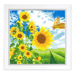 풍경 해바라기와 나비 보석십자수 액자 세트 40x40