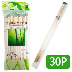 영수 고급 대나무 젓가락 30P 둥근 일회용젓가락 위생
