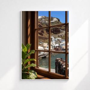 창문 유럽 풍경 자연 인테리어 포스터 액자 : Oia Town
