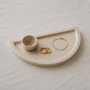 Halfmoon Marble Tray Beige