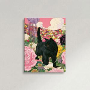 꽃 행운 장미 고양이 A 그림 힐링 인테리어 캔버스 액자 집사 집들이 선물