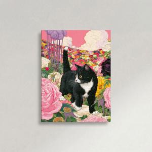 꽃 행운 장미 고양이 B 그림 힐링 인테리어 캔버스 액자 집사 집들이 선물