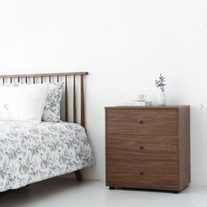 어두운 원목칼라 3칸 책상서랍장 (미들브라운 70cm)