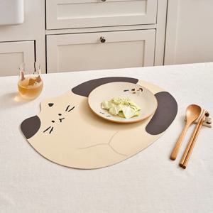 L 뚱냥이 레더룩 식탁매트 블랙냥