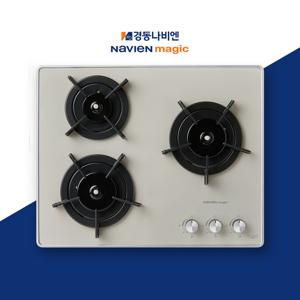 3구 빌트인 가스쿡탑 LPG LNG GRB-6643 베이지 법랑