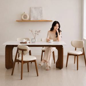 에그 노아 1400/1800 포세린 세라믹 원목 식탁 테이블 세트