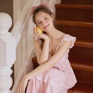 여성 바스티유 코튼 브라캡내장 민소매 원피스 잠옷(2C)