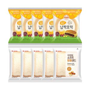 납짝호떡 옥수수통팥 97gx5개+소프트 땅콩샌드 160gx5개