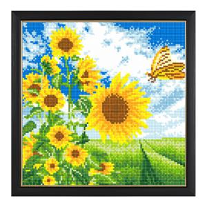 풍경 해바라기와 나비 보석십자수 슬림 액자 세트 40x40