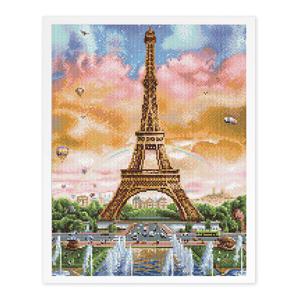 풍경 에펠탑과 열기구 보석십자수 슬림 액자 세트 40x50