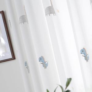 국산 티라노 아이방 키즈 자수 화이트 쉬폰 속커튼 맞춤제작