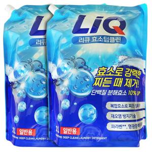 올인원 효소 딥클린 일반 리필 2L, 2개 단백질분해효소 재오염방지 액체세제