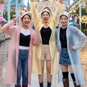 땡땡이 비옷 도트패턴 일회용 우비 비옷 낚시 캠핑 야구장 우의 3color