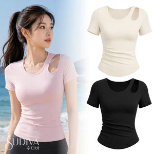 수디바 컷아웃 필라테스 상의 여성 여름 요가복 복장 요가브라탑