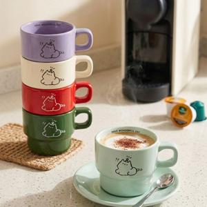 [해외] 1+1 모던 심플 고양이 도자기 머그컵 홈카페 커피잔 라떼잔 물컵 5colors
