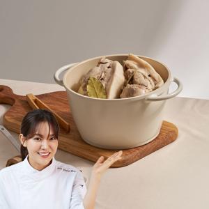 [10%쿠폰+7%카카오] 국내생산 5L 대용량 곰솥 인덕션 세라믹 양수냄비 24cm