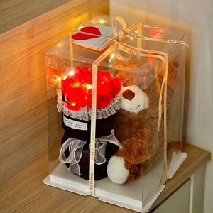 DIY LED 장미 곰인형 향기나는 비누 꽃다발 세트 기념일 생일 선물