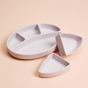실리콘 흡착식판+나눔플레이트 2종 세트 이유식 유아 식판