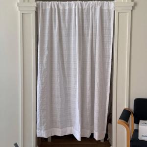 Rie Check Curtain (White)
