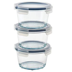 IKEA 365+ 밀폐용기 반찬통 원형 600ml 3p (유리+플라스틱)