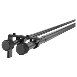 후가드+레카 이중커튼봉세트 벽/천장브라켓/끝장식 블랙 210-385cm