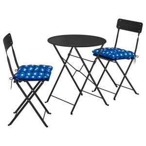 순쇠+클뢰산 원형테이블+접이식의자2 야외용 앤트러싸이트/다크블루 65cm