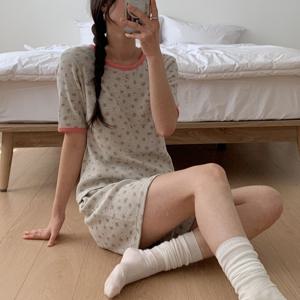 반팔 반바지 국산 순면 단품가능 메이 플라워 와플면 여름 라운지 홈웨어 2color