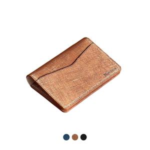 핸드메이드 폴딩 카드지갑 이태리 그리드 가죽 손바느질 수제 이니셜 3color